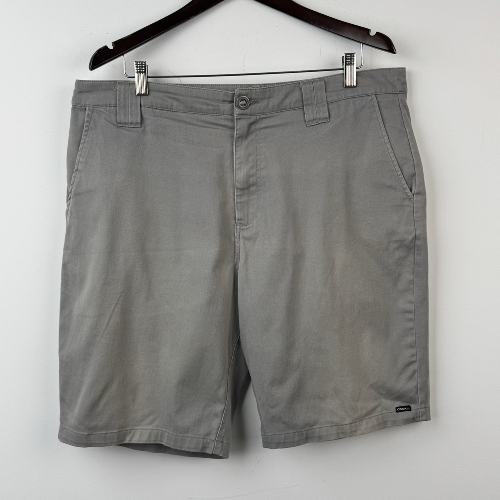 O'Neill Chino Shorts Mens 38 Gray Standard Fit Casual Walking Beach Surf Travel